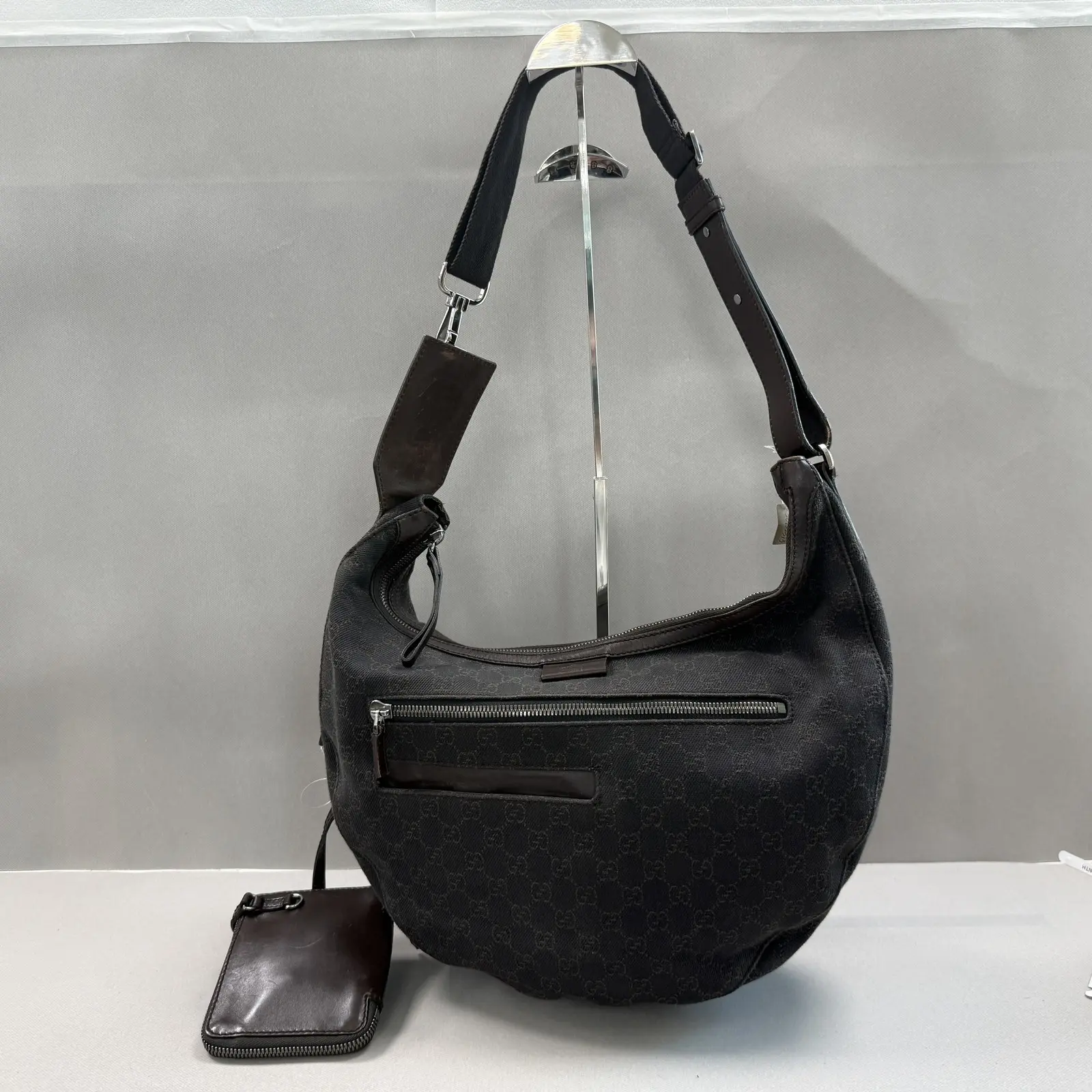 Pre-owned Gucci Dark Brown GG Canvas Hobo Crossbody Shoulder Bag X567 26.07.01