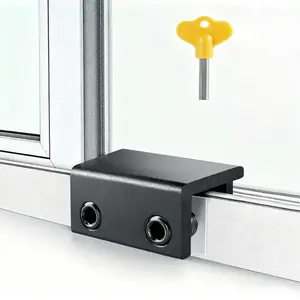 Set of 4 Sliding Window Locks with Key, Easy Install Adjustable Security Locks for Vertical & Horizontal Doors, Patio Bedroom Use