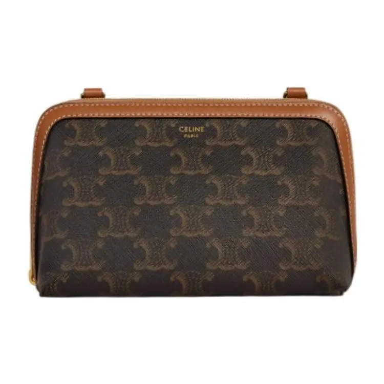Celine Cuir Triomphe Monogram Chain Shoulder Bag for Women, Classic Tan