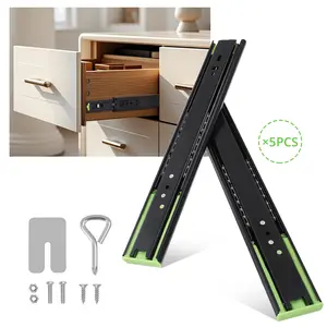 Heavy Duty Drawer Slides for Kitchen Cabinets – 5 Pairs, Full Extension, 100lb Load, Ball Bearing Rails, Side Mount, Fits 10/12/14/16 Inch Drawers