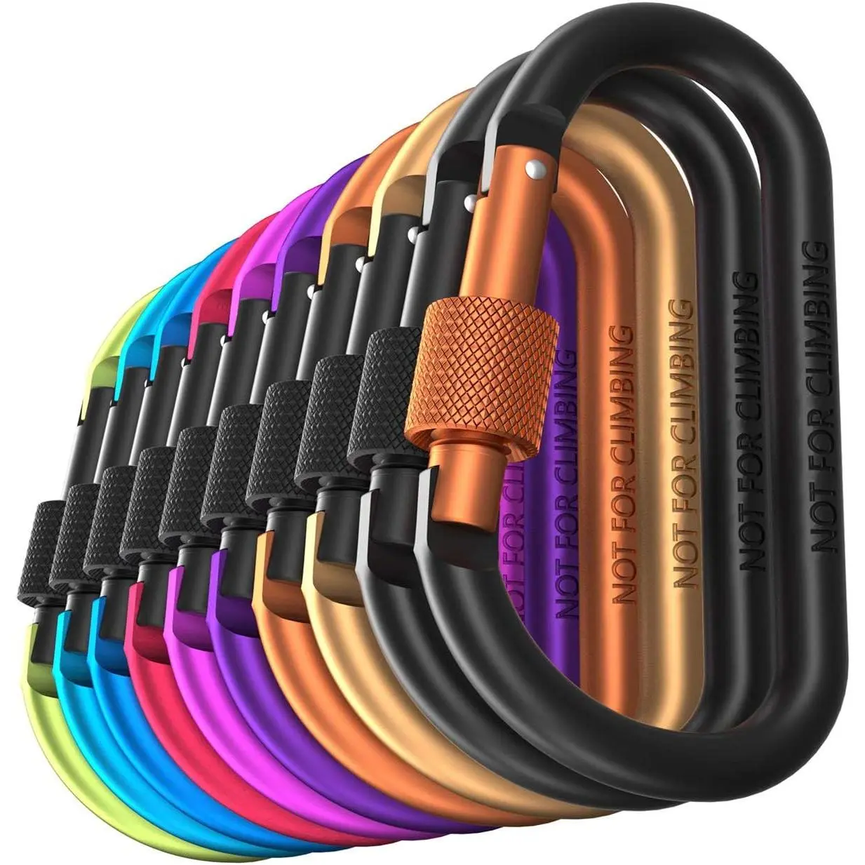 Carago Carabiner Clips with Screw Gate, 10 Pack Carabiners Hiking Clips with 7.5mm Diameter Aluminum Rod