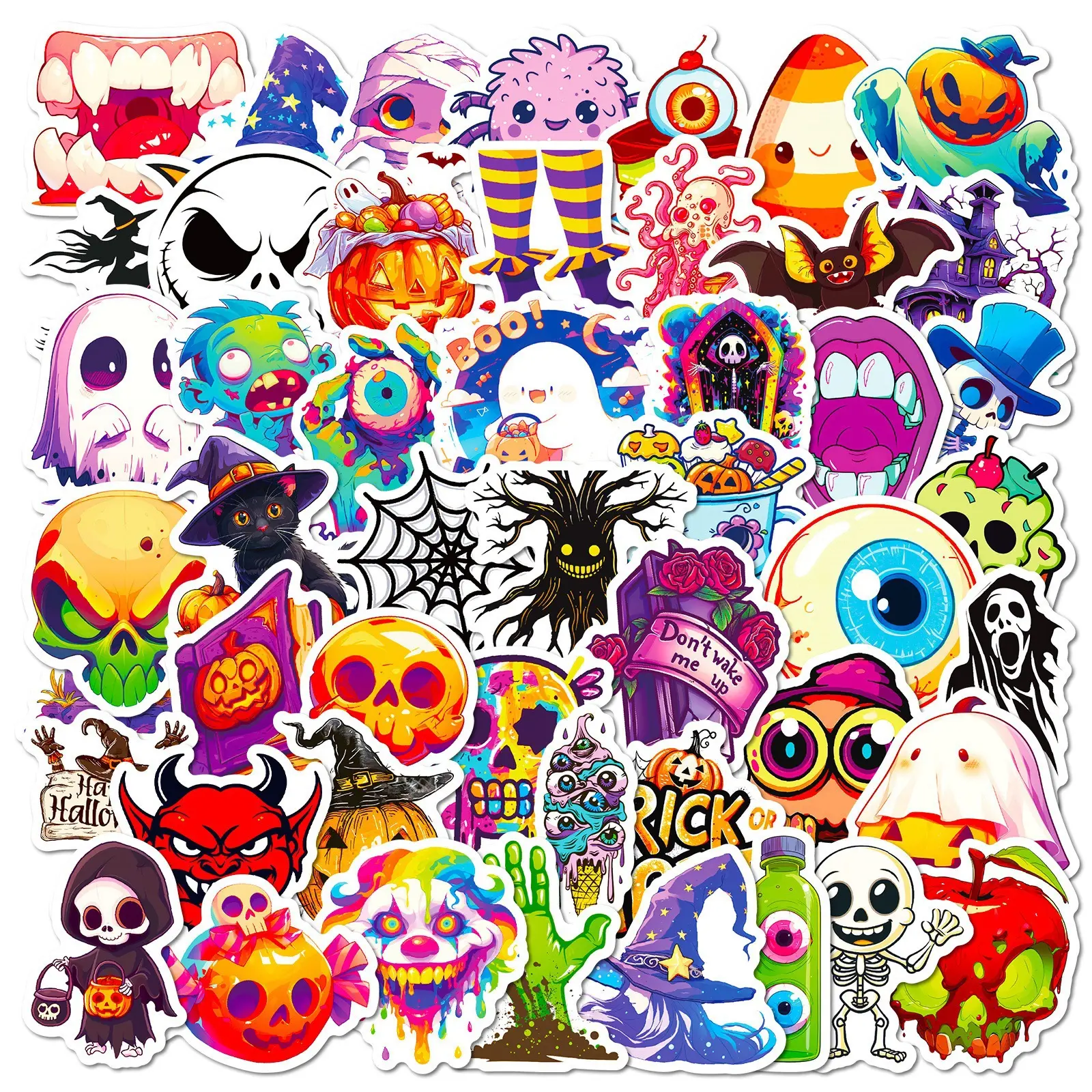 300PCS Halloween Sticker Pack, Waterproof Horror Vinyl Stickers with Skull, Pumpkin, Grim Reaper & Ghost Designs, Bulk Decals for Laptop, Water Bottle, Skateboard, Scrapbook, DIY Crafts & Party Decor tiktokshopbacktoschool