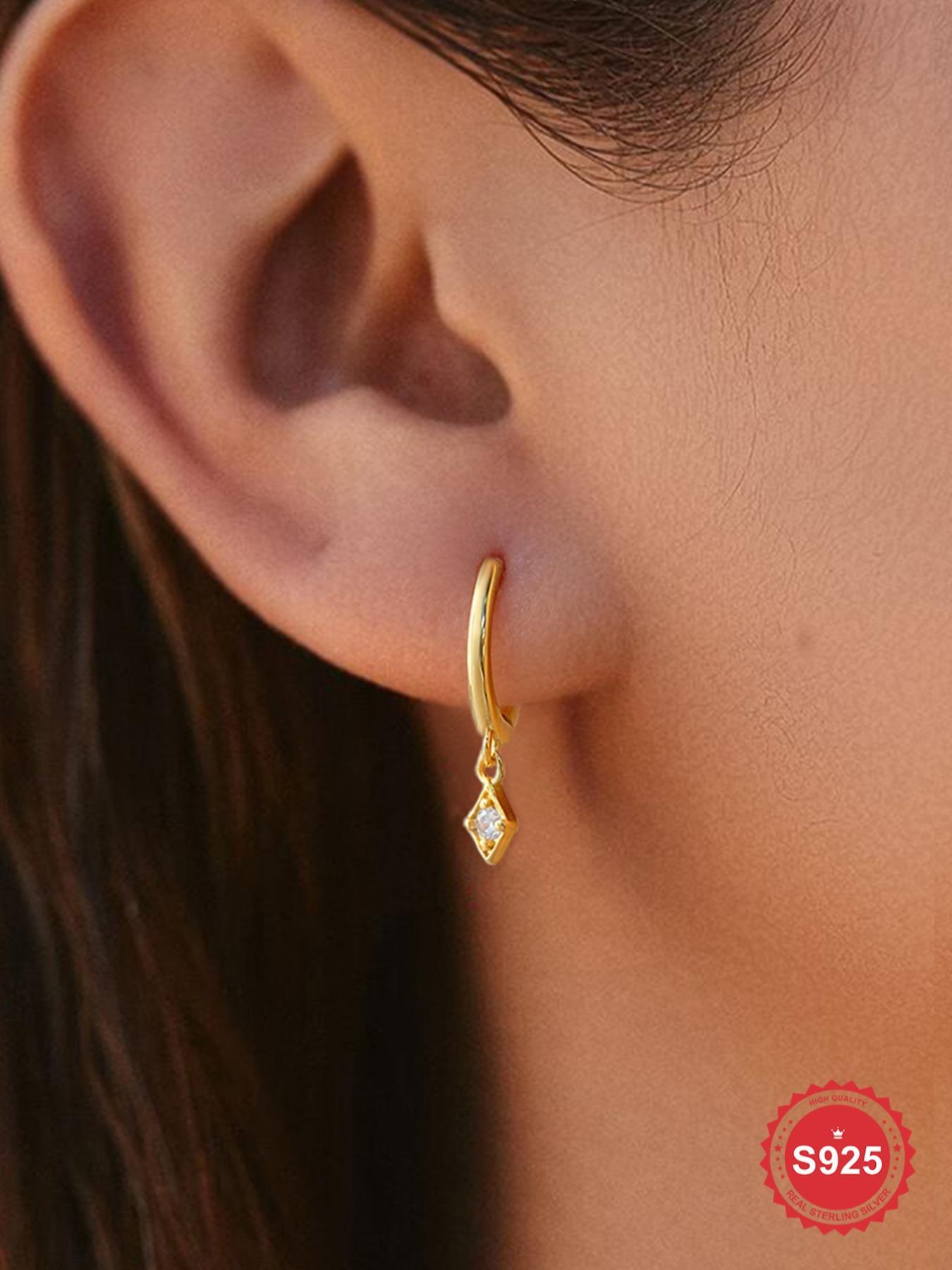 925 Sterling Silver Water Drop Shaped Zirconia Decor Dangle Earrings, Fashion Jewelry for Party, Daily Clothing Decor, Trendy All-match & Exquisite Jewelry for Gift, Tear Drop Earring, Teardrop Earrings