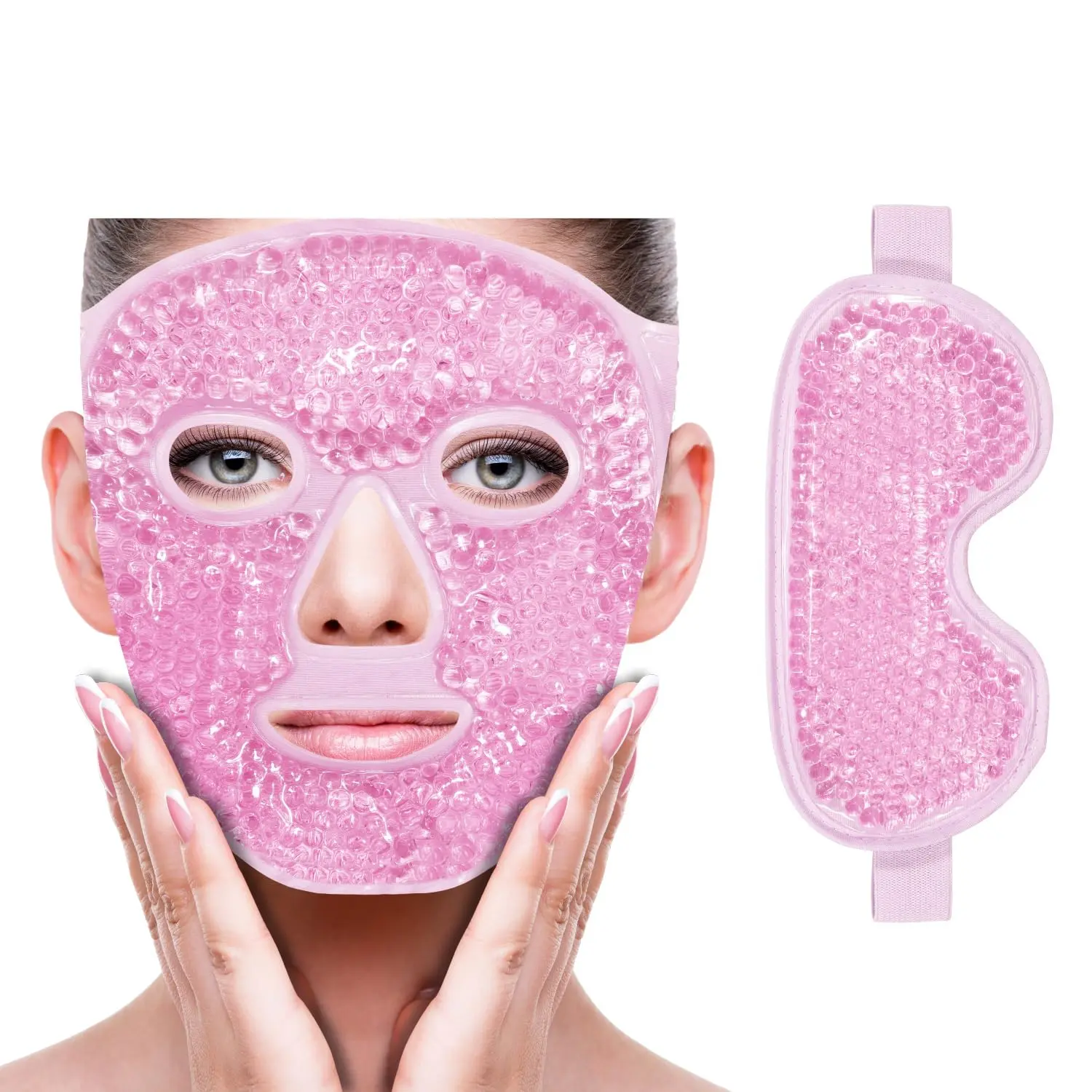 Reusable hot cold gel beauty face mask & eye pack set, skin-friendly compress removes dark circles and facial edema, relieves fatigue and headaches. Suitable for daily skincare, dental and laser recovery, affordable holiday gift for girls.