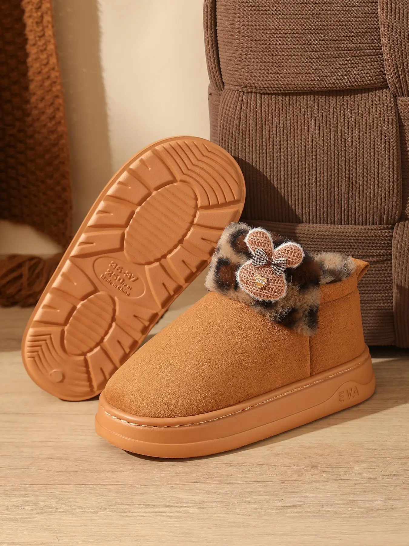 New Winter Thick Sole Cartoon Pattern Snow Boots, Women's Fashion Versatile Fuzzy Home Shoes, Comfortable and Stylish Footwear