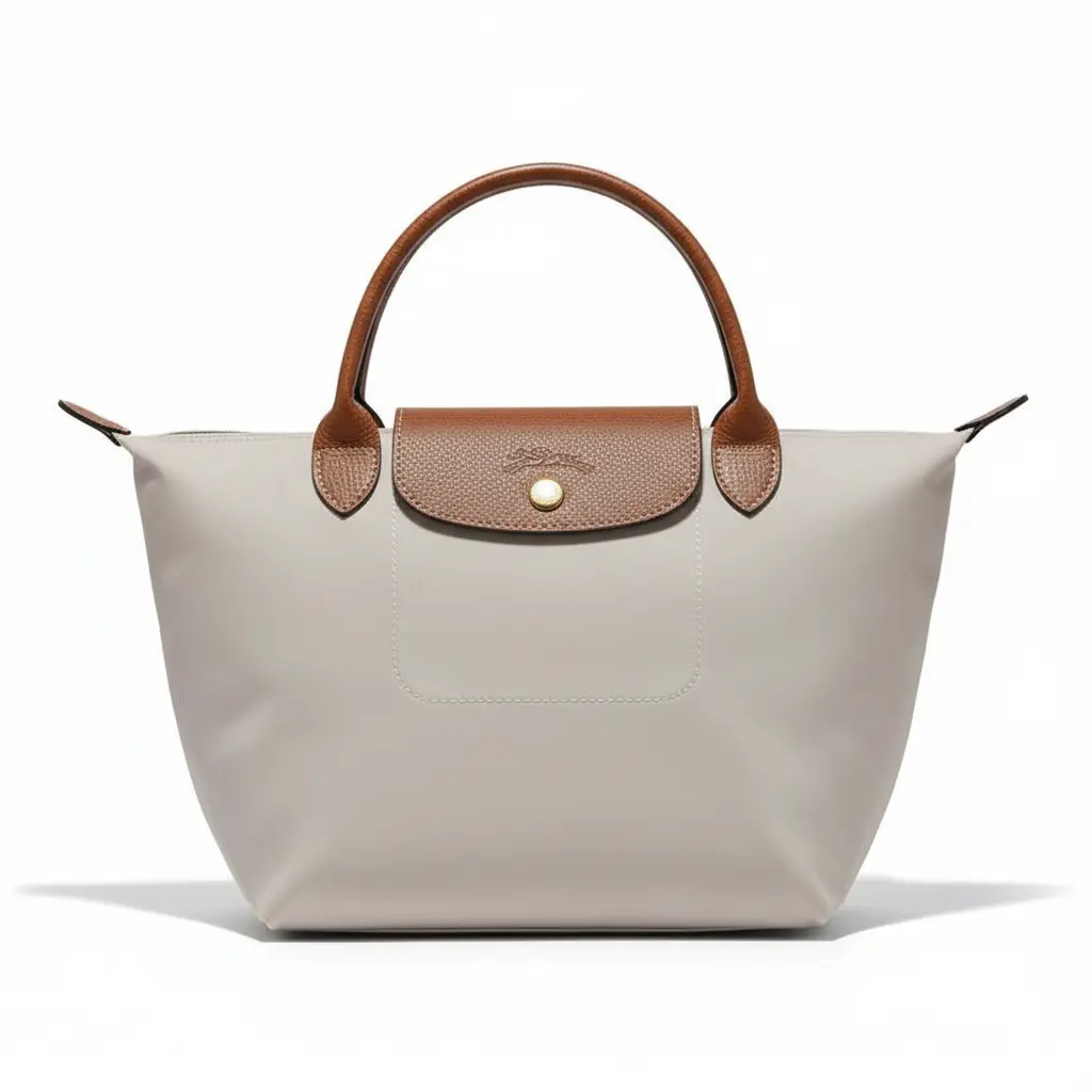 Longchamp Le Pliage Original Foldable Handbag for Women, Clasp Closure, Recycled Nylon, Dumpling Style, Stone Gray