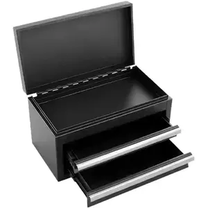 Portable Mini Metal Tool Chest, 2 Drawers With Ball Bearing Slides + Top Storage, Cold Rolled Steel Tool Box With PVC Drawer Liners, PP Feet Pads & Magnetic Tab