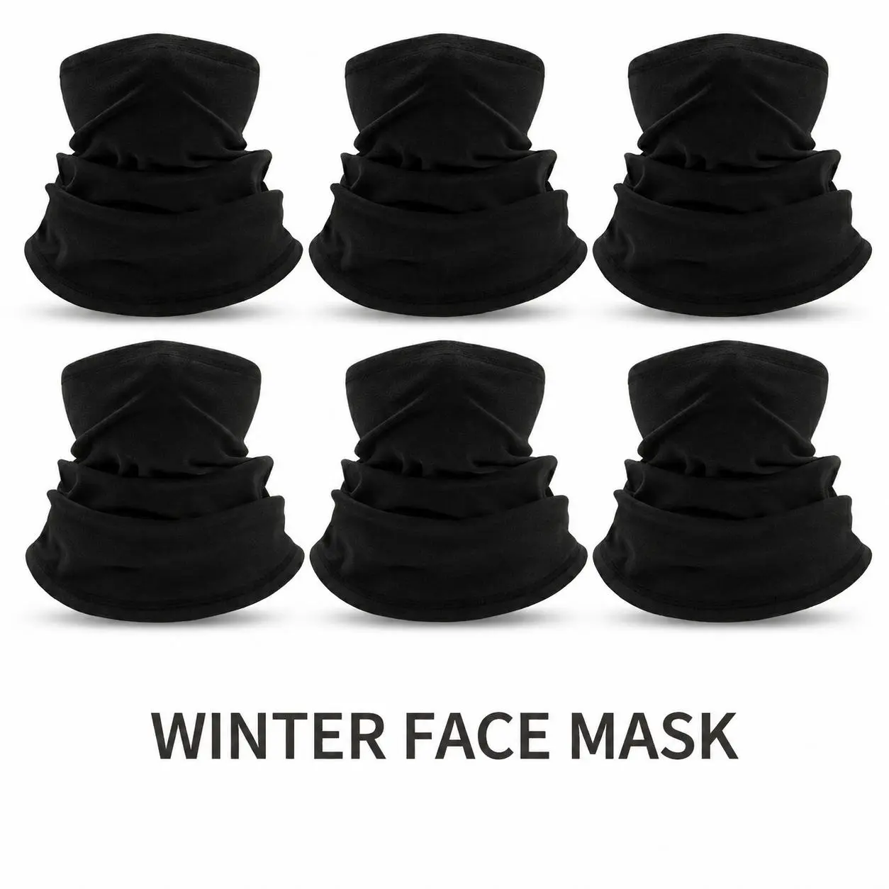 6-Pack Winter Neck Gaiter & Face Mask, Soft Breathable Scarf, Windproof Neck Warmer for Skiing, Fishing, Cycling & Hiking