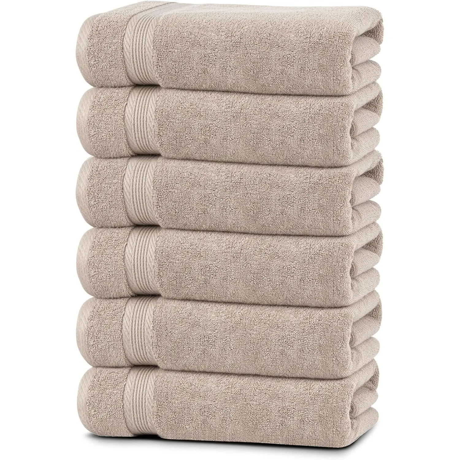Luxury Hair Towels 100% Ring Spun Cotton Towel for Women, Men, Kids | 20x40 inches Quick Dry Towels for Gym, Beauty, Spa, Salon | Pack of 6 | Taupe | Superior Soft Touch