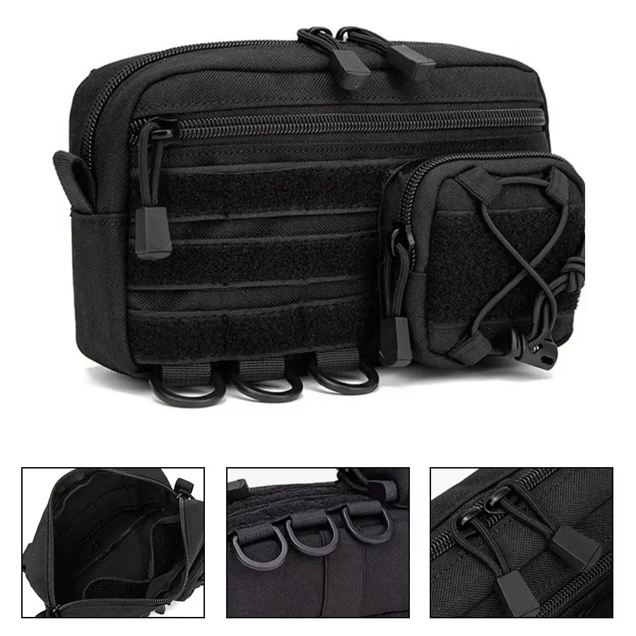 Unisex Horizontal Modular Waist Pack - Tactical Utility Pouch with MOLLE System, Hook & Loop for Outdoor EDC