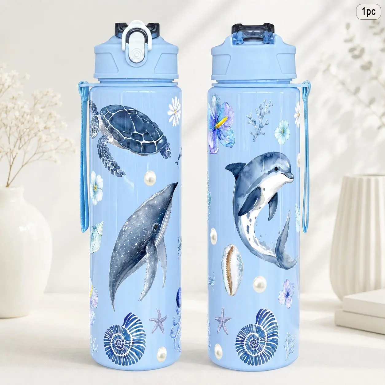 750ml sports water bottle, dual-use plastic cup for hot & cold drinks