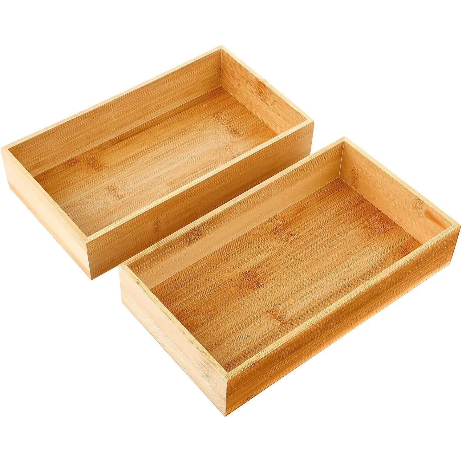 2 Pcs Bamboo Bathroom Trays Small Vanity Tray for Toilet Tank and Bathroom Counter Top, Wood Napkin Holder Tray Organizer for Soap Dispenser Perfume Home Kitchen Decor, 9.8 x 5.5 Inch