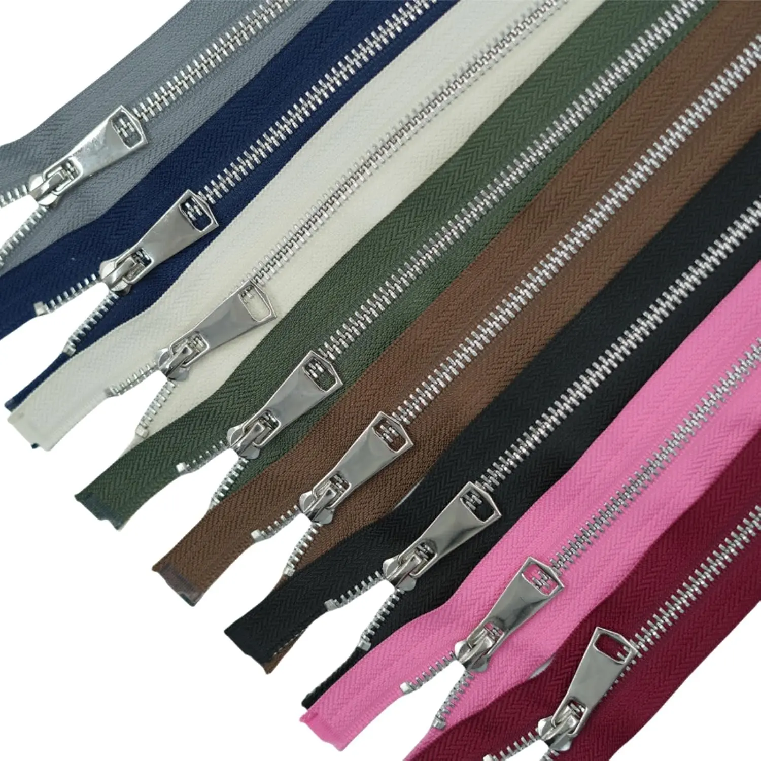 Metal Zippers 8 count #5  Separating Zippers Multicolor Y- Open end Heavy Duty zips for Sewing Clothing Parka Down Jacket Outerwear Coat Crafts DIY Purses Bags (8colors, 20inches)