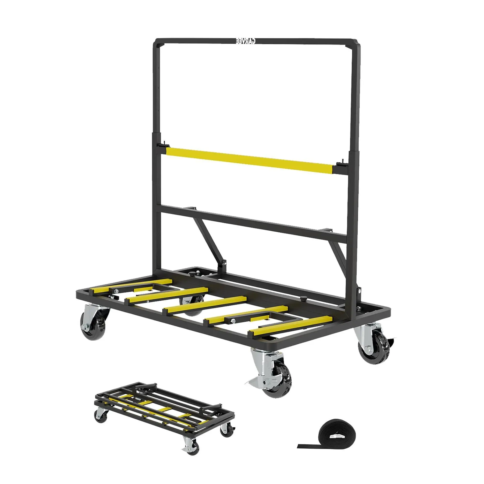 Garvee Heavy Duty Panel Dolly Cart – 1800 lbs Capacity – Collapsible Flat Platform Truck – Expandable Deck, Swivel Casters, Tie-Down Strap – Ideal for Drywall, Plywood, Glass – Industrial Material Handling