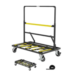 Garvee Heavy Duty Panel Dolly Cart – 1800 lbs Capacity – Collapsible Flat Platform Truck – Expandable Deck, Swivel Casters, Tie-Down Strap – Ideal for Drywall, Plywood, Glass – Industrial Material Handling