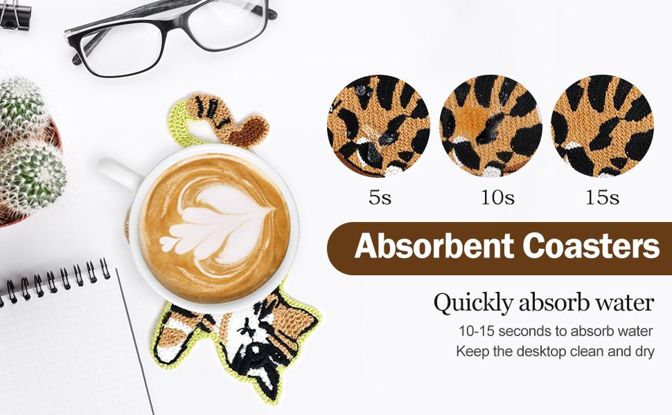 SITAKEYFMHK These cute woven cat coasters are purr-fect for your desk!Adorable crochet design, great for coffee/tea tables and desktop protection🐱☕