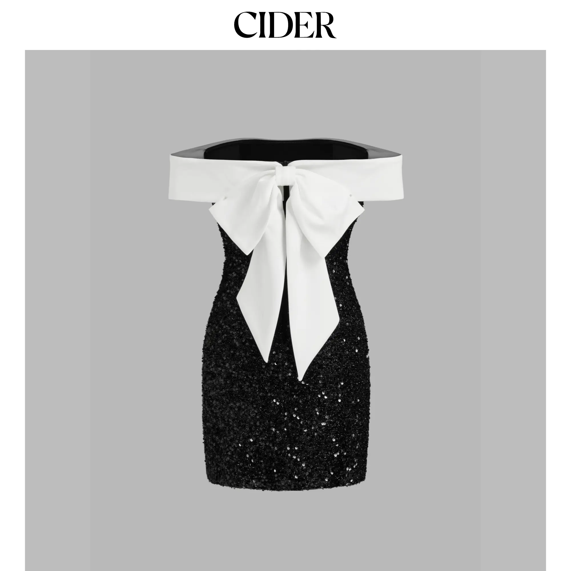 Cider [size 0-10] Sequin Off-shoulder Solid Bowknot Mini Dress SohoChic