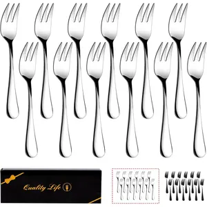 Dessert Forks Set of 12, 5.5Inches, Stainless Steel Cocktail Fork, Appetizer Small Forks, Fruit Salad Fork for Party, Hotel, Restaurant，Dishwasher Safe