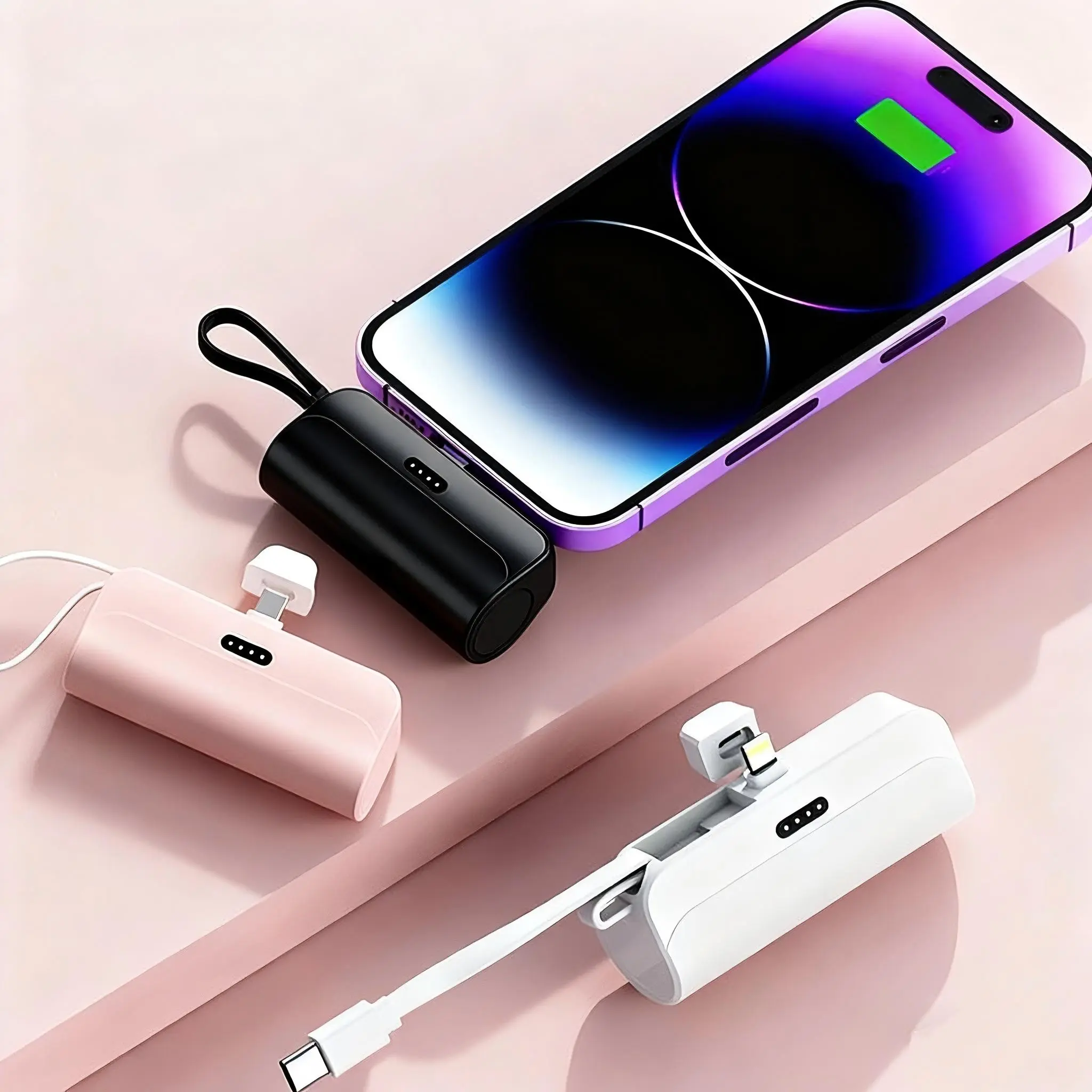 Pocket Wireless Charger, 5000mAh Battery, Compact Portable Power Bank, USB Input, Lithium Ion, for iPhone & Android, Battery Pack
