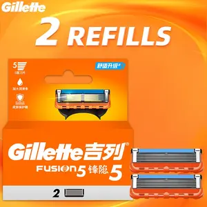 Gillette Fusion5 Razor Blades (2 Heads), 5-Layer Manual Shaving Blade Head, Portable Original Replacement, Stainless Steel Material Durable & Comfortable Shaving Experience, Ideal for Daily Use, Replacement Blades