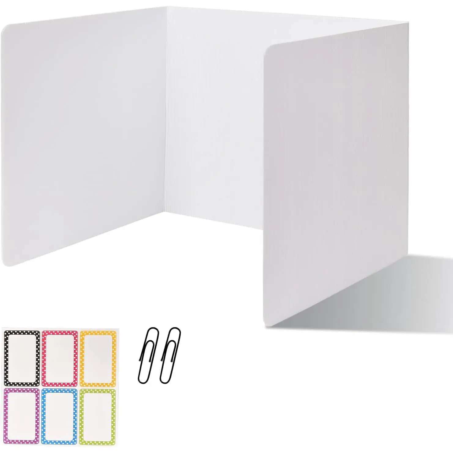 2 Pack Desk Dividers for Students,3-Fold  Screens,Testing Dividers | For Classroom,,Plastic Easy Clean  Shields for Student Includes Extra Labels and Paper Clip