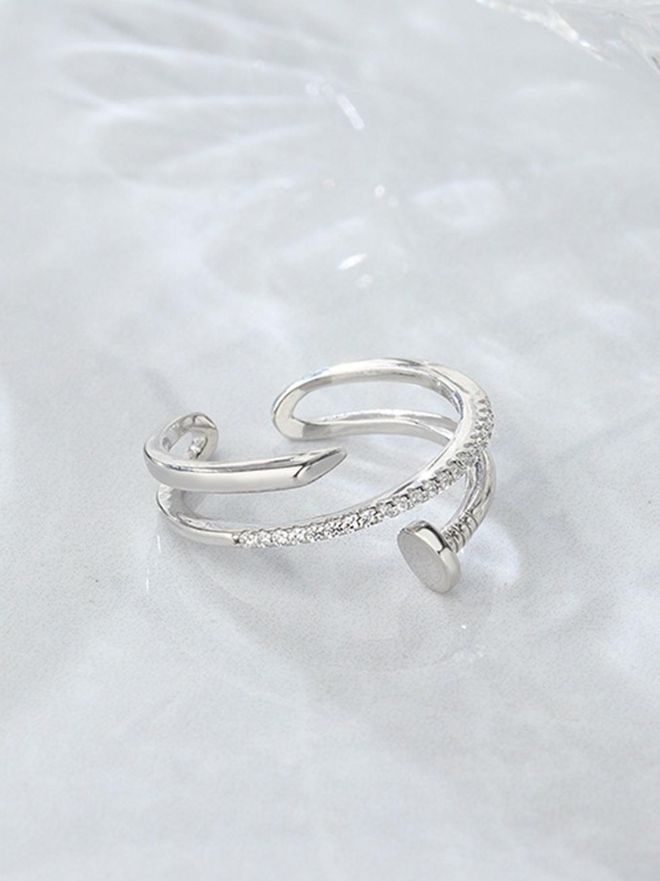925 Sterling Silver Fashionable Wrap Nail Design Ring, Fashion Jewelry for Party, Daily Clothing Decor, Trendy All-match & Exquisite Jewelry for Birthday Gift, Elegant Everyday Ring, Elegant Casual Ring, Statement Rings