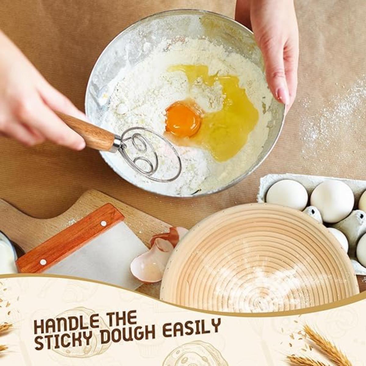 Christmas Gift Banneton Proofing Basket Set, 10 Inch Oval & 9 Inch Round Sourdough Bread Proofing Basket with Sourdough Bread Baking Supplies, Bread Making Kit 8 PCS