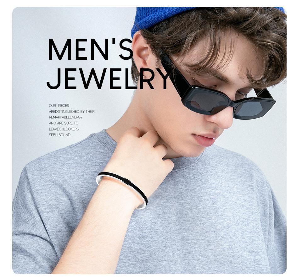 Minimalist Cuff Bangle For Men Black Man Bracelets On Hand Adjustable ...