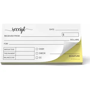 321Done Receipt Book with Carbon Copies for Small Boutique Business, 2-Part Carbonless Carbon Copy Duplicate, Sales Order & Invoice Pad, 2.75x6 Pocket Size, 50 White/Yellow Sets - Made in USA