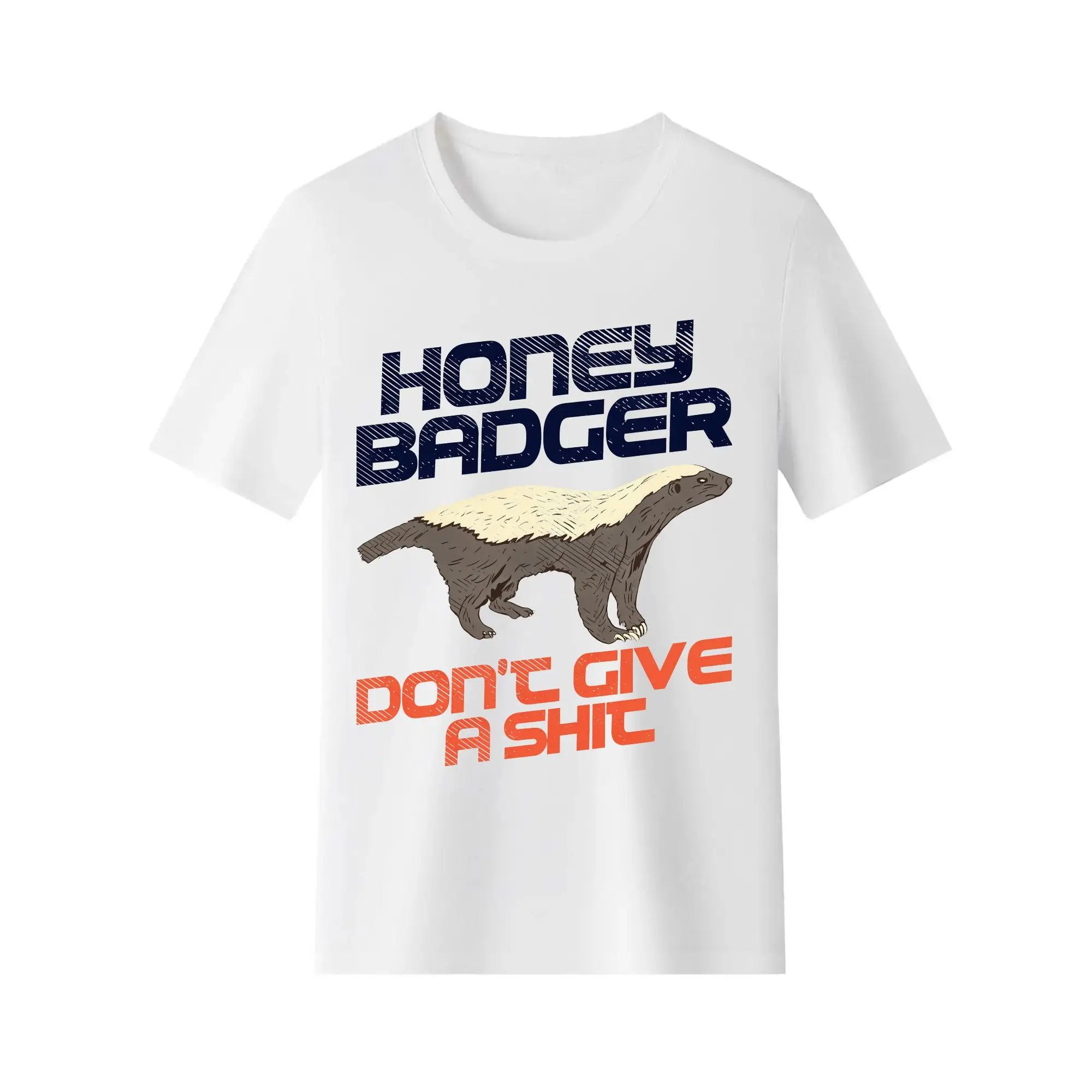 Men's Unisex Honey Badger Funny Animal Graphic T-Shirt - Cotton, Casual Streetwear Short-Sleeve Top, Tshirt, Shortsleeve, Round Neck, Normal Type, Sarcastic Humor Fans, Machine Washable, Playful Animal Tees, Menswear, Vintage, All Seasons, Medium Length,,