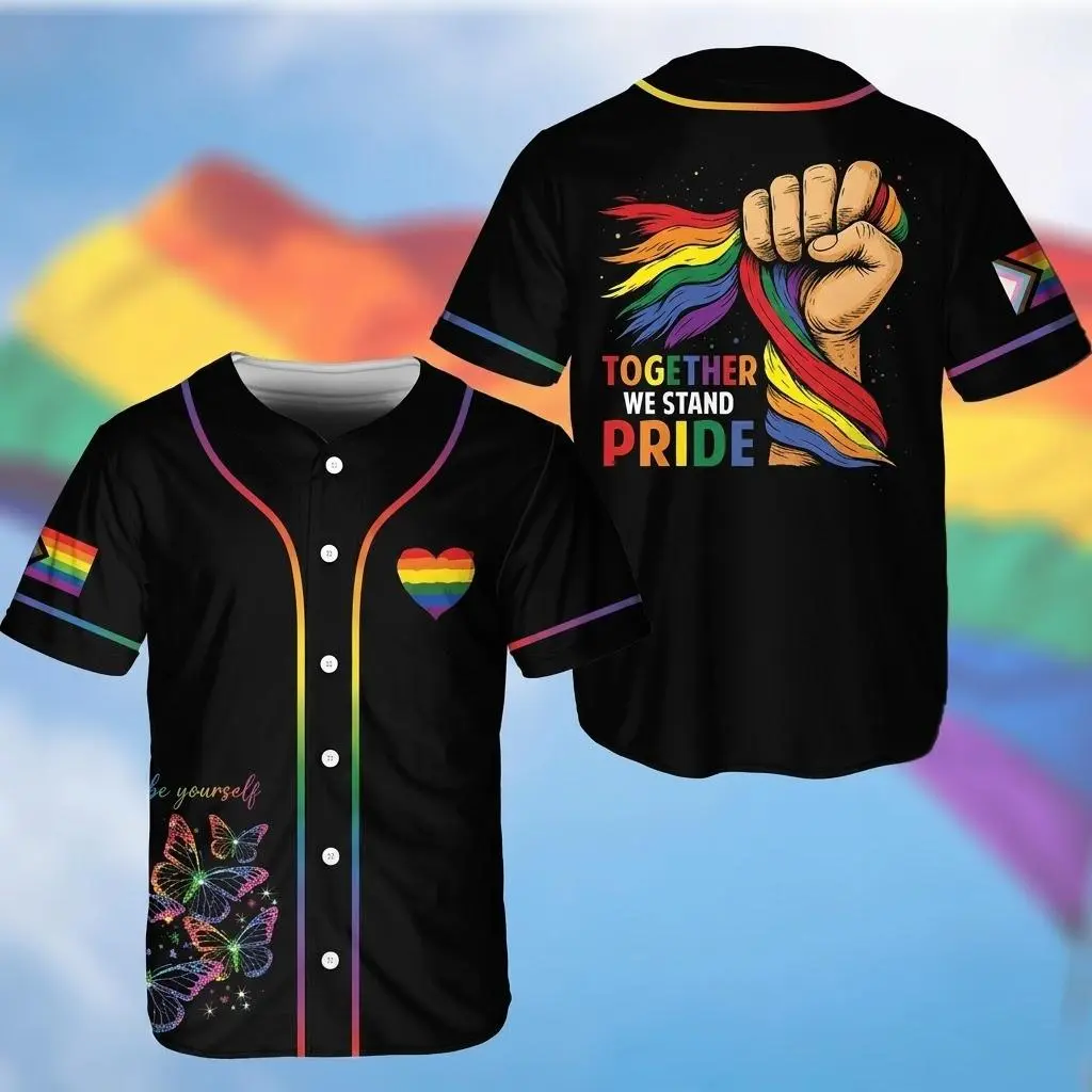 Rainbow Pride Baseball Jersey, LGBTQ Equality Support Team Shirt, Trendy Unisex Sports Fan Jersey