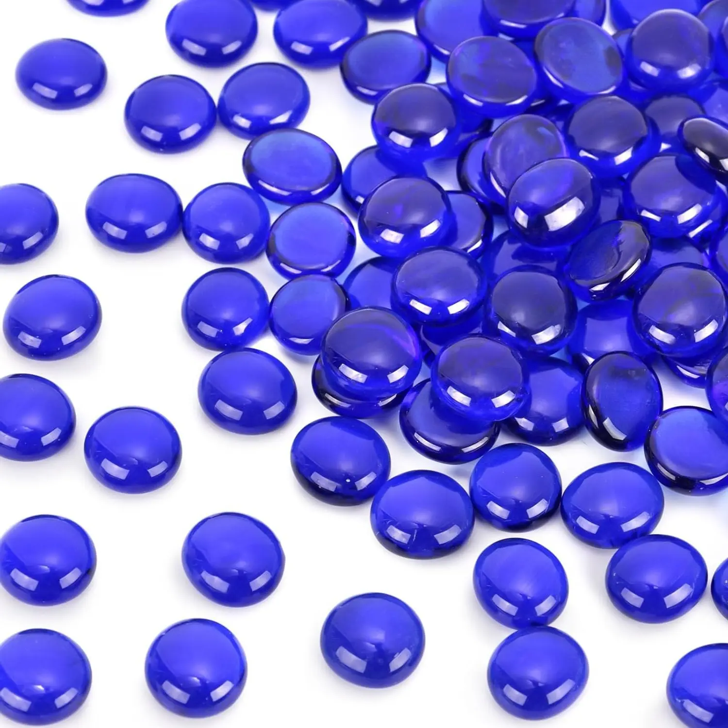 1 LB Dark Blue Flat Glass Marbles, Decorative Glass Pebbles & Rocks for Vase Fillers, Fish Tank Aquarium Decor, Table Scatter and DIY CraftsGift