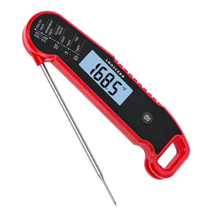 Digital Meat Thermometer for Food Cooking Instant Read Within 1 Sec and ±0.9℉Accuracy with Thermocouple Sensor IP67 Waterproof Auto-Rotating Display Auto Wake up (Red)