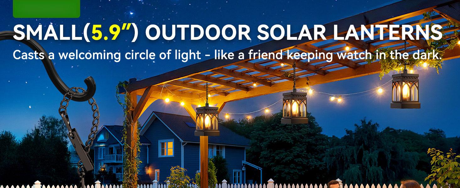 4 Pack Solar Lanterns Outdoor Waterproof, Brighter Hanging Solar Lantern Lights for Outside, Auto ON/Off Lanterns Decorative Outdoor for Garden Table Yard Path Tree Patio Lawn Decor, Gifts