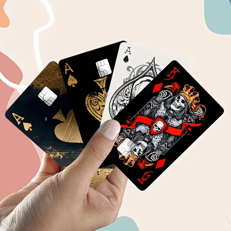 4pcs Ultra-thin Poker Card Design Stickers Sticker Set for Bank Cards, Credit Cards, Debit Cards, Transportation Cards, Room Key Cards and Skin