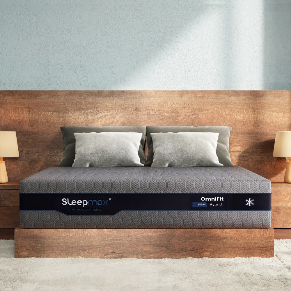 Sleepmax OmniFit 12" King Firm Cooling Hybrid Mattress - Cooling Gel, Bamboo Charcoal, Copper Foam Infused, Breathable Mattresses for Master Bedroom