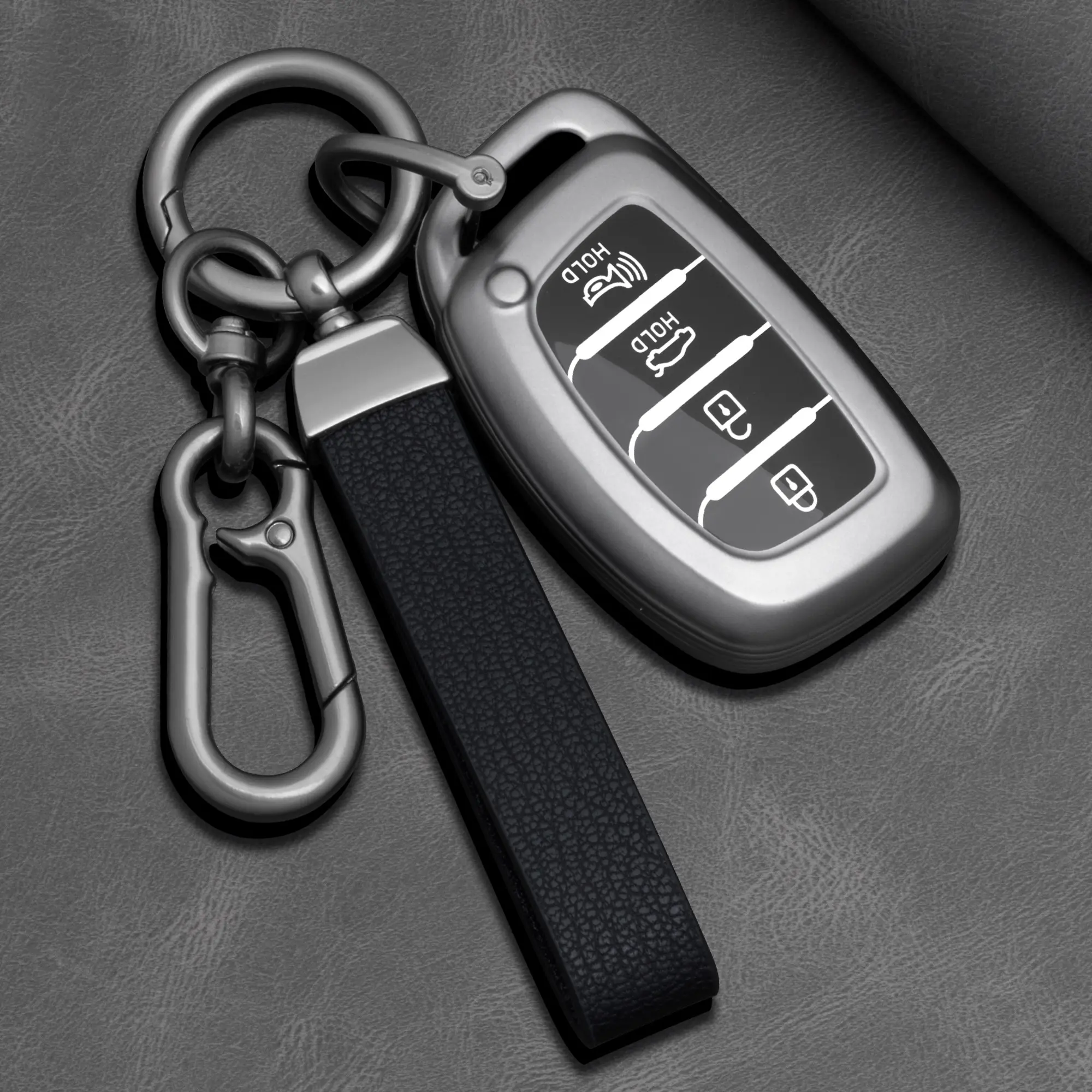 Hyundai Tucson Santa Fe Keychain, 4-Button Design, Durable Material, Perfect Fit, Stylish Accessory, Ideal Gift Choice