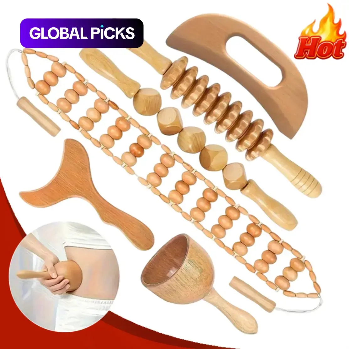 6PCS Wood Therapy Tool Set/Wooden Massage Set/Body Care/Muscle Relax / Relaxation Aid / Muscle Tension Relief/Home Massage Tools/Self Care Essentials/Wooden Massage Tool Set/Lymphatic Drainage Roller/Muscle Massage Tool Set #GLOBAL PICKS