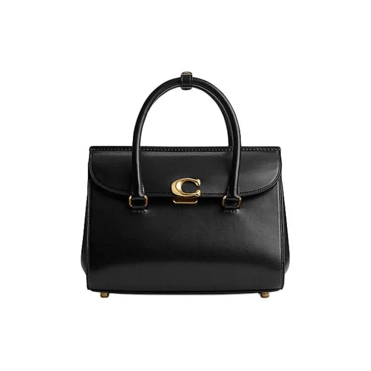 COACH Coach 26 Multifunctional Leather Tote Bag for Women, Minimalist Design with Logo Snap Closure, Black