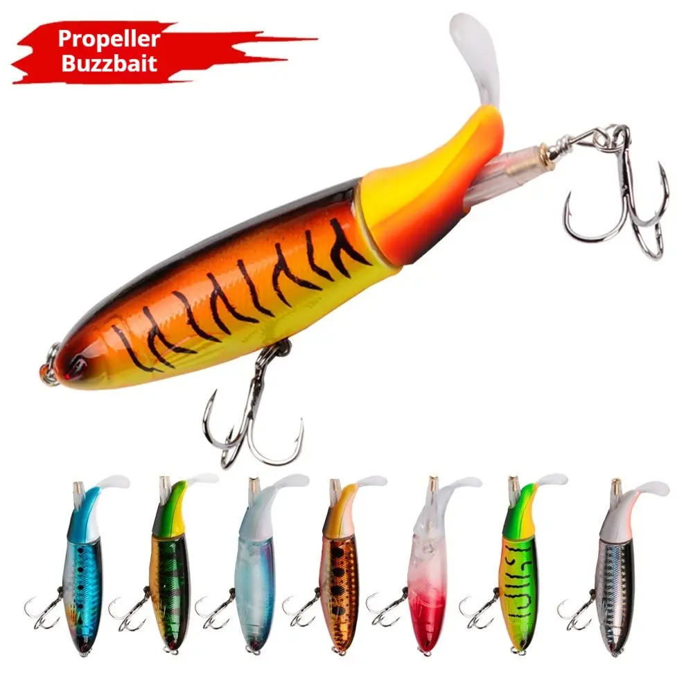 13G 10cm Propeller Tractor Lure, Floating Pencil Hard Bait, Topwater Popper with Blood Groove Hooks for Bass, Pike, Perch, Floating Fishing Lures
