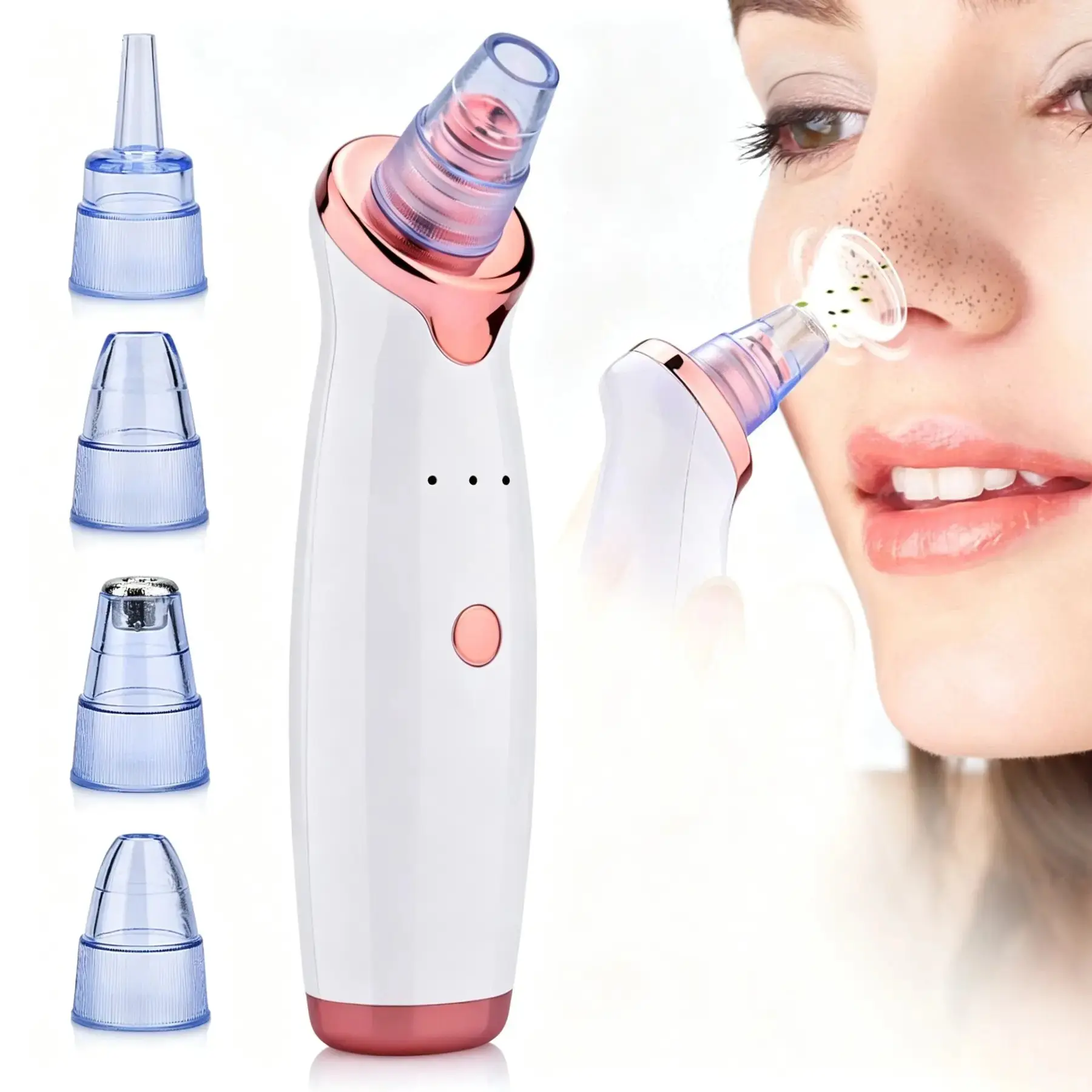 Electric Blackhead Cleaner, Blackhead Remover Vacuum, Vacuum Pore Cleansing Device with 3 Adjustable Suction Levels, 5 Replaceable Tips for Nose & Facial Skin Care