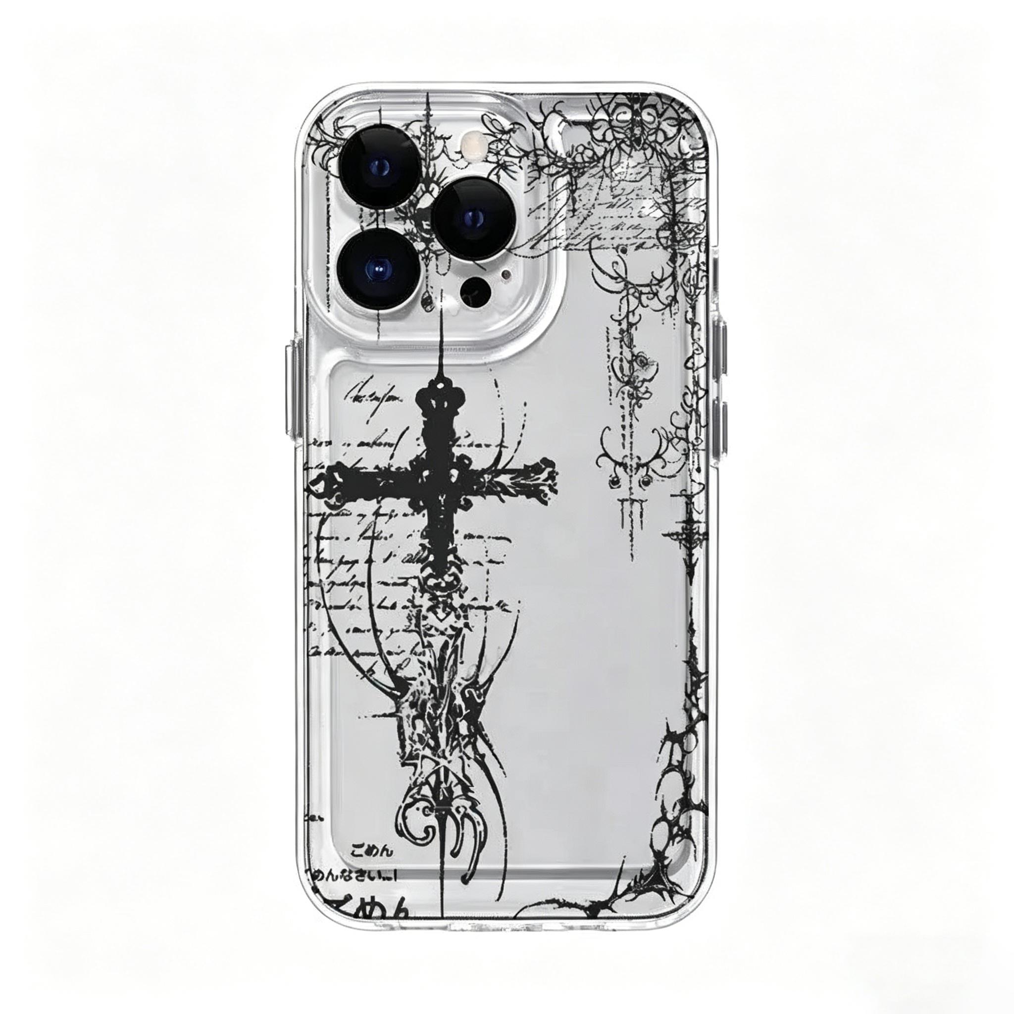 Transparent Shockproof Smartphone Cellphone Casing - Ins-Style Creative Full Coverage Anti-Fall Back Cover, Mobile Phone Accessories for iPhone 17/16/15/14/13/12 Pro Max Plus, Halloween/Birthday Gift with Stickers, Handheld