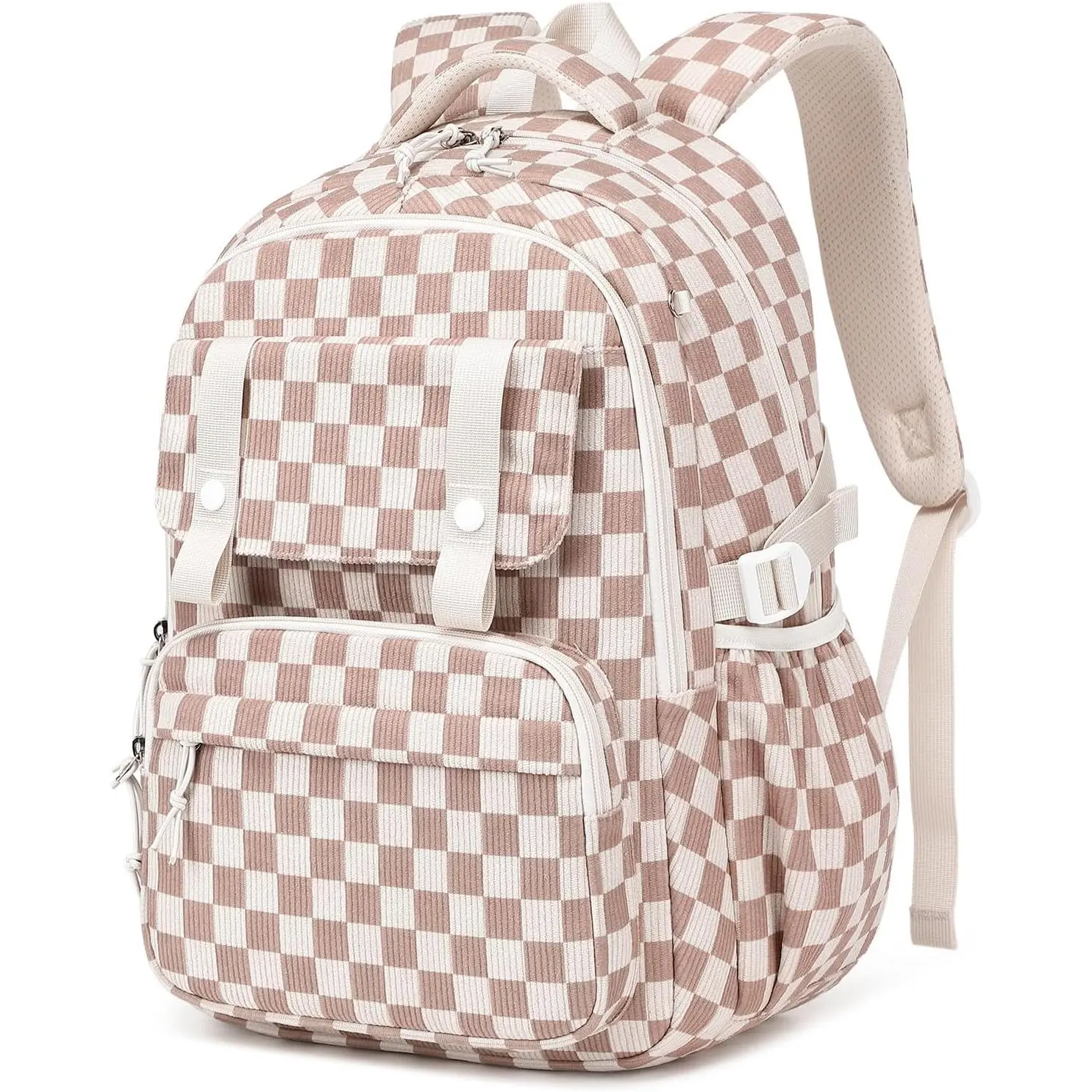 Girls Backpack, Elementary/Middle School Backpack, Multiple Pockets Large Capacity  Teen Bookbag with Checkerboard