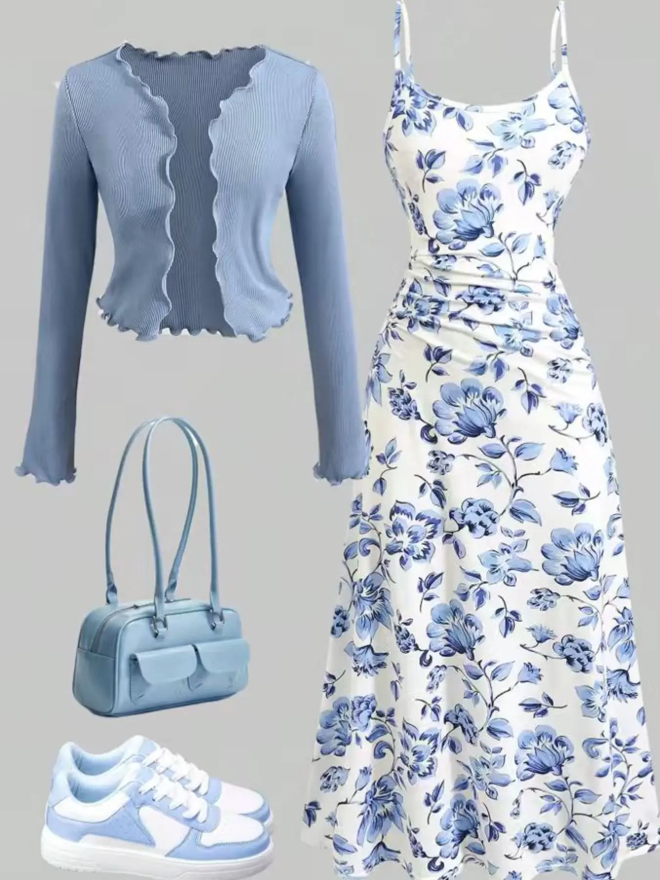 Women's Elegant Knit Cardigan + Slim-Fitting Strap Dress Two-Piece Set, All Seasons, All over Print, Unlined, Batch No:20260608