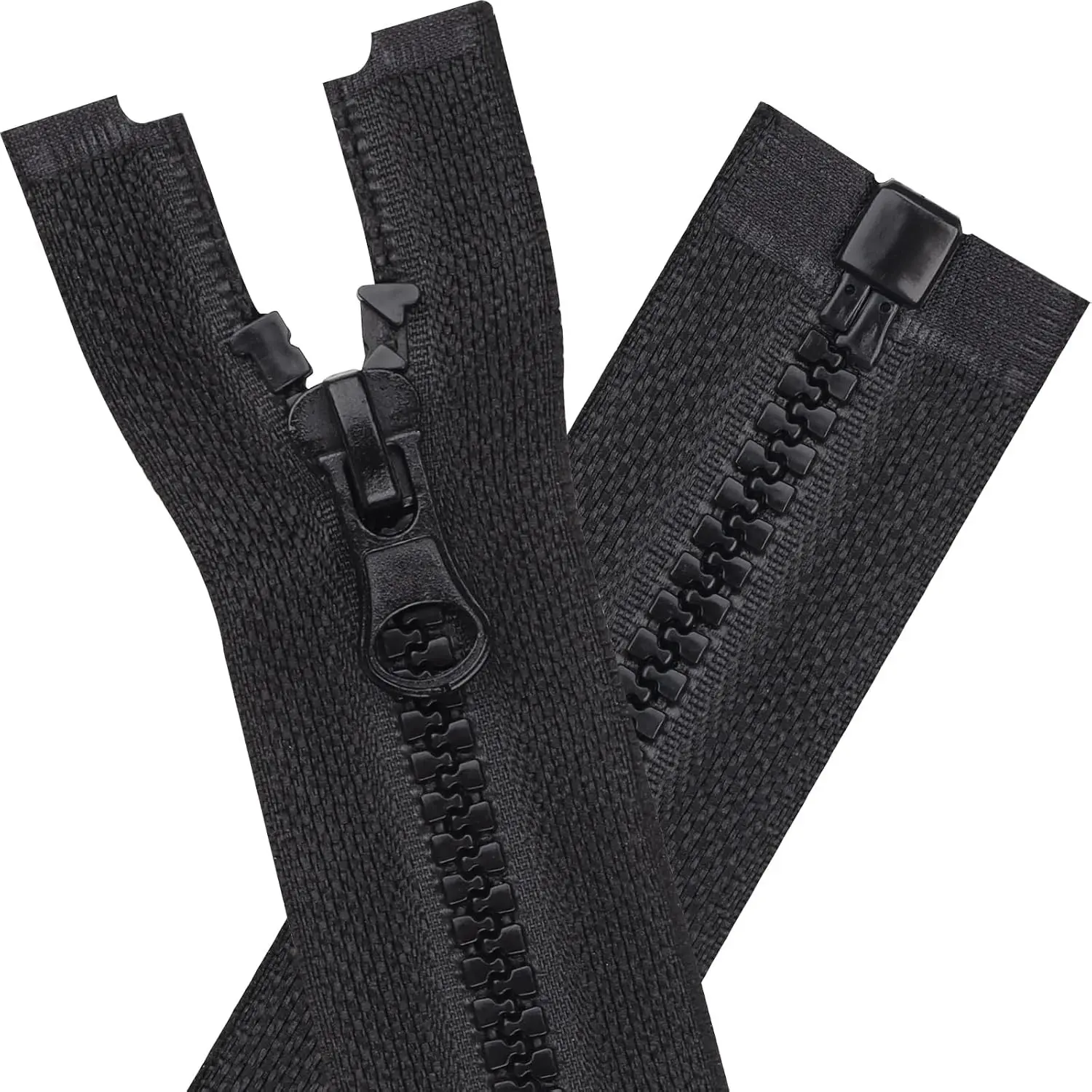Separating Zippers for Sewing, 55cm / 22 Inch Black Plastic Zipper for Jackets Coats and Handicrafts