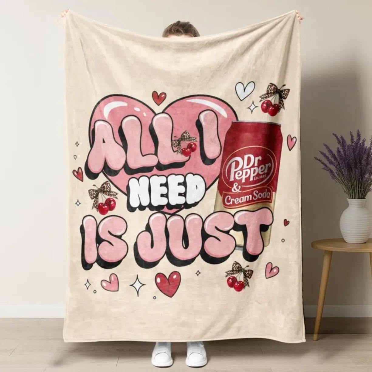 Dr Pepper Flannel Throw Blanket, Large Cozy Blanket for Sofa, Bed, Office, Camping, Perfect Gift for Kids & Adults