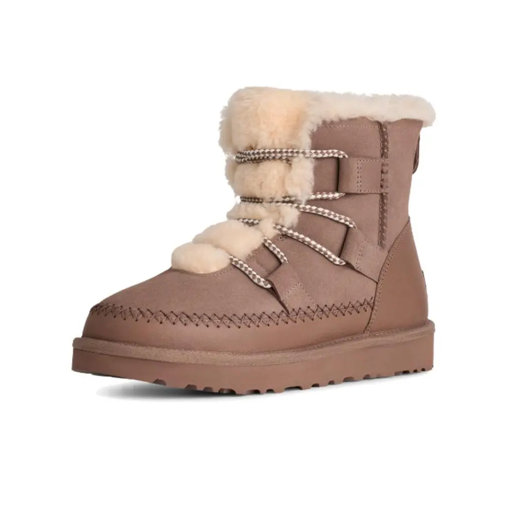 UGG Classic Novelty Cow Split Leather Round Toe Thick Sole Short Snow Boots 1174574-CRBO