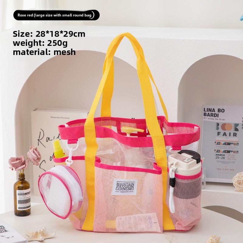 Summer new large-capacity storage bag, lightweight travel cosmetic storage bag, mesh beach quick-dry bag