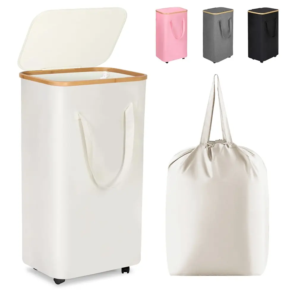 1pc 60L/100L Portable Laundry Basket with Lid, Foldable Fabric Dirty Clothes Bin, Large Capacity, Includes Inner Liner Bag, Home Storage Organizer, Laundry Hamper Basket