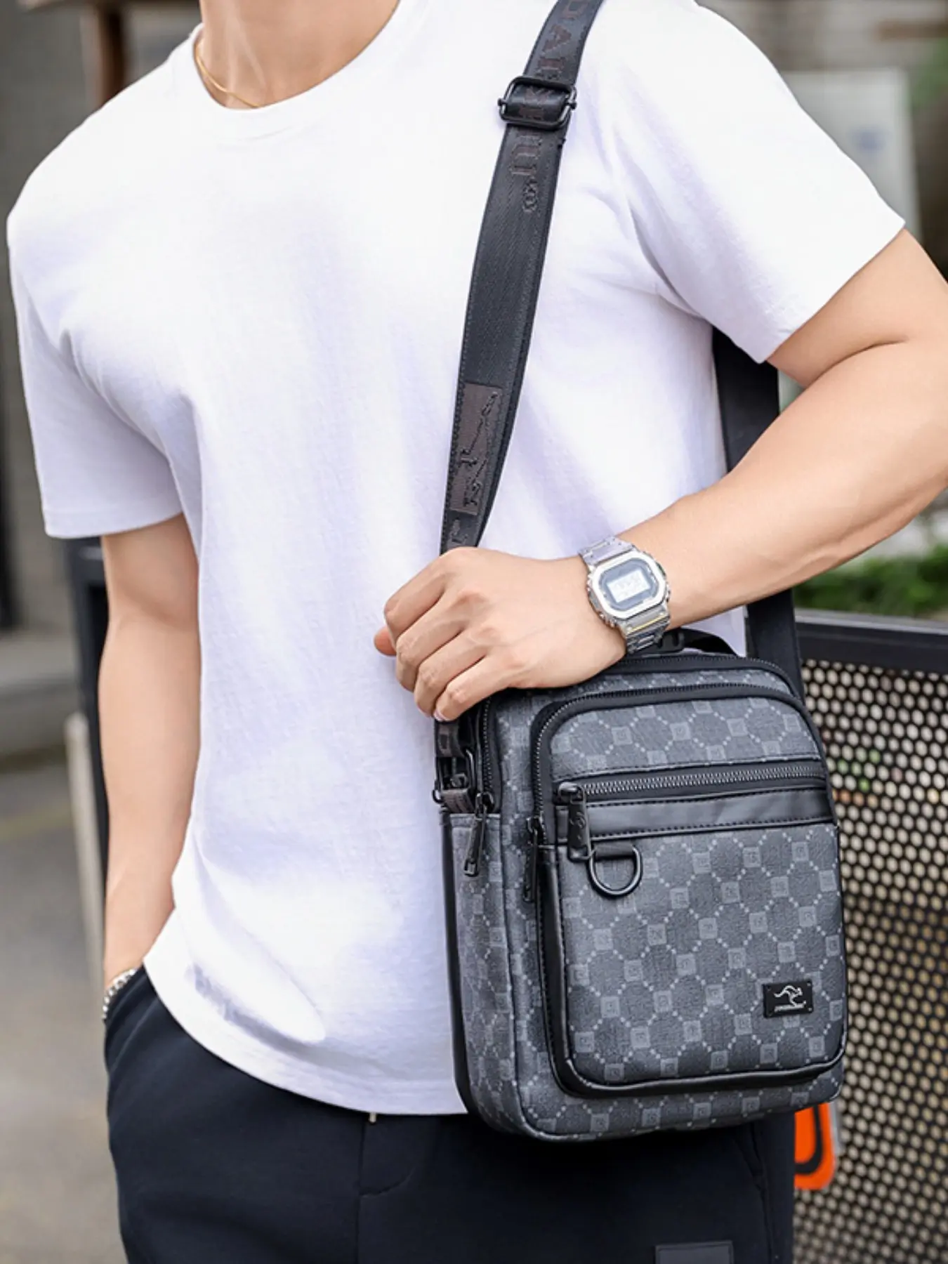 2026 New Men's Shoulder Bag, Fashion Versatile Crossbody Bag, Multifunctional Sling Bag, Business Casual Handbag, Plaid Small Backpack, Stylish and Practical, Crossbody Shoulder Purses